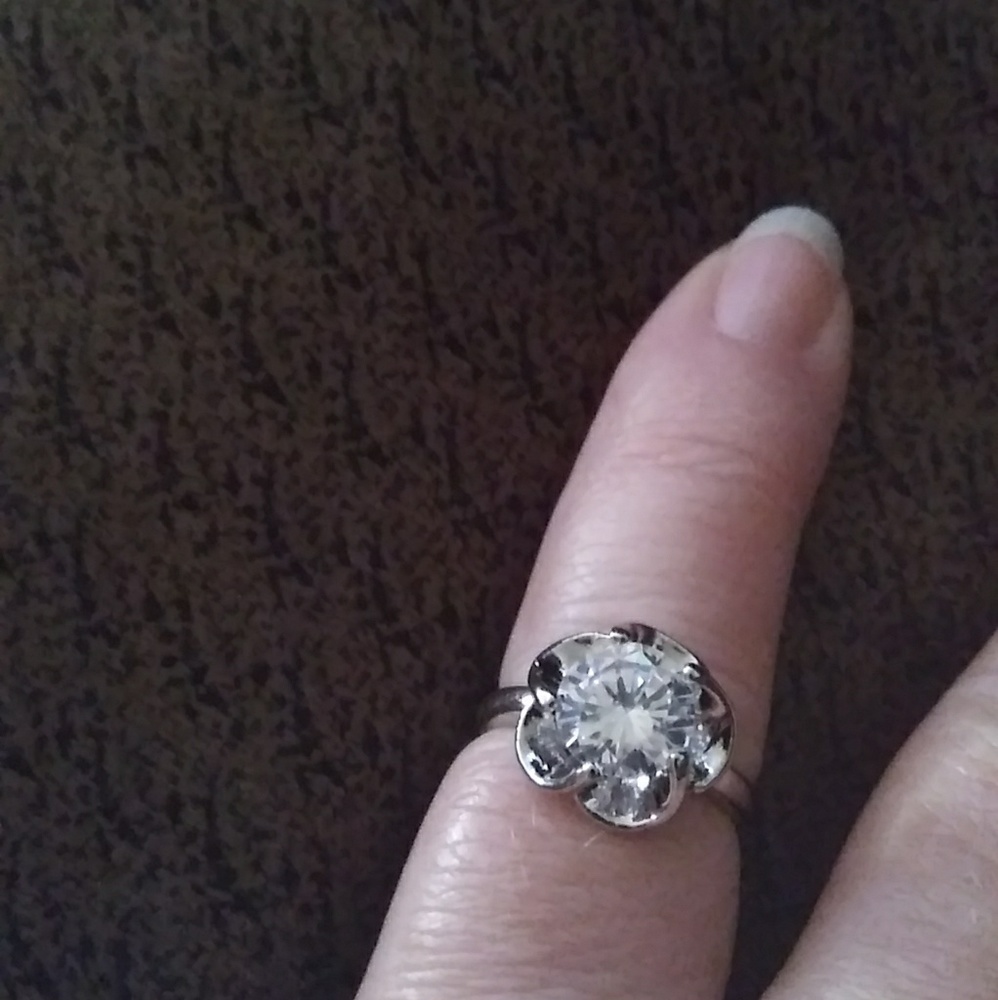 Silver Promise Round Diamond Ring,5 - Picture 4 of 8